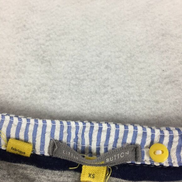 Anthropologie Little Yellow Button Top Size Extra Small Womens Blue Grey Stripef - Picture 7 of 10